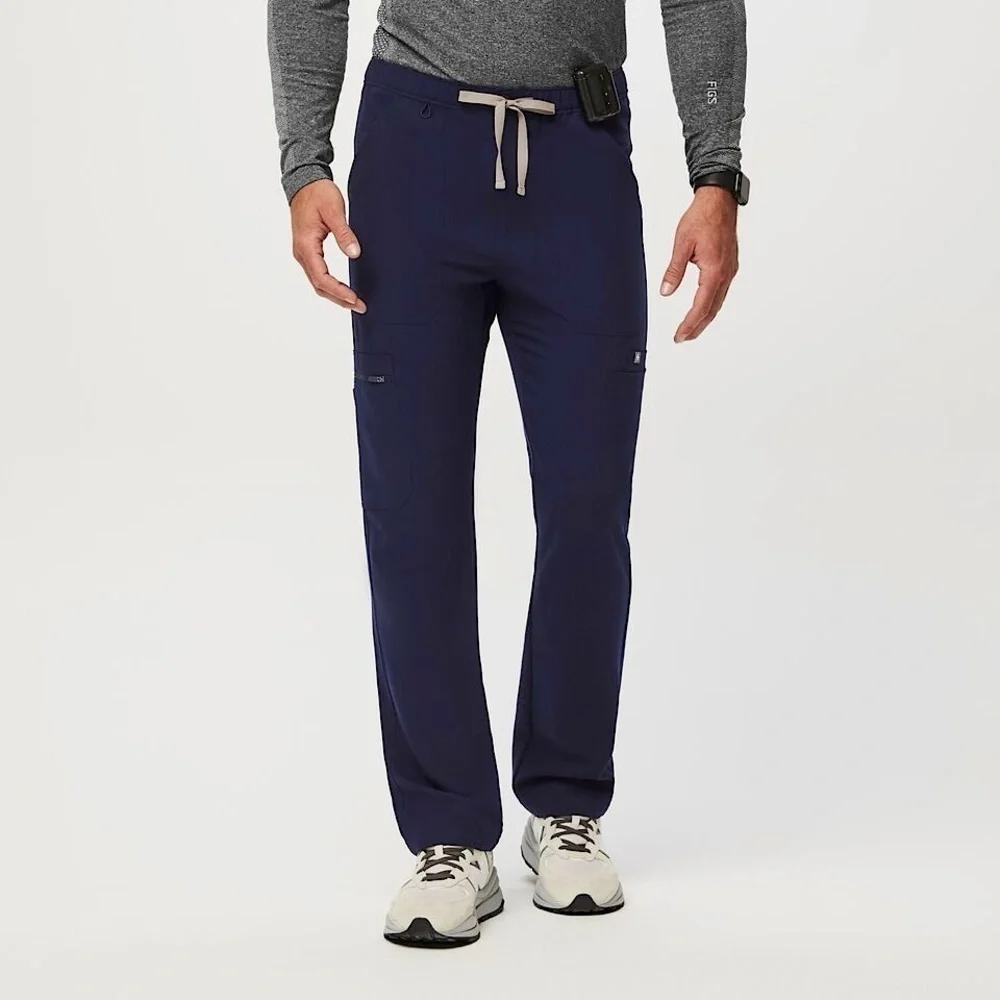 FIGS Cairo Cargo Scrub Pants Navy 9 Pockets Zipper Fly Straight Leg Classic Fit